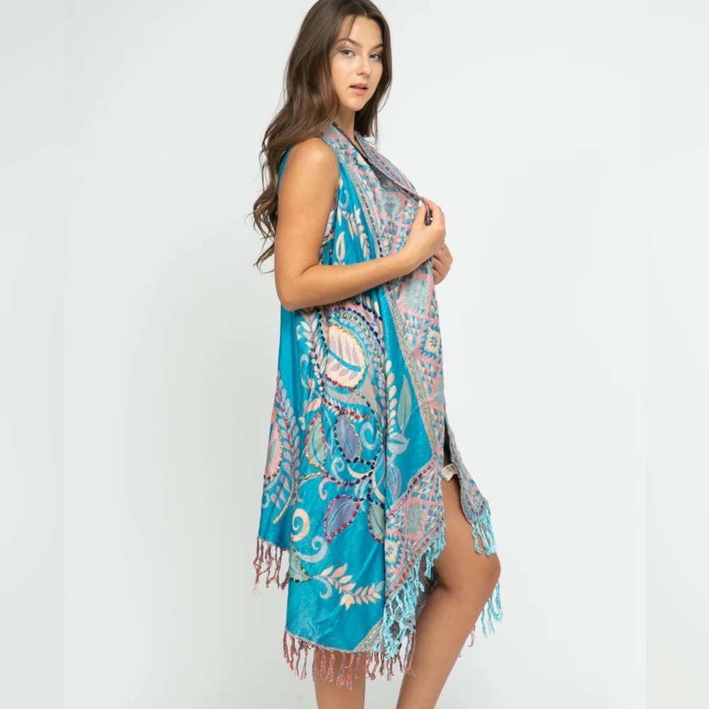Raj Multicolor Cottagecore Long Duster One Size Boho Festival Anthropologie